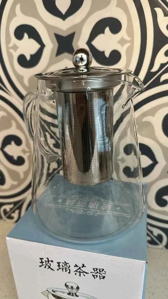 Title: Clear Glass Teapot with Stainless Steel Infuser & Lid 32 oz / 950ml - Aifan Brands