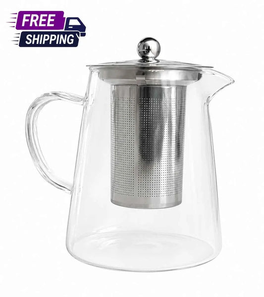Title: Clear Glass Teapot with Stainless Steel Infuser & Lid 32 oz / 950ml - Aifan Brands