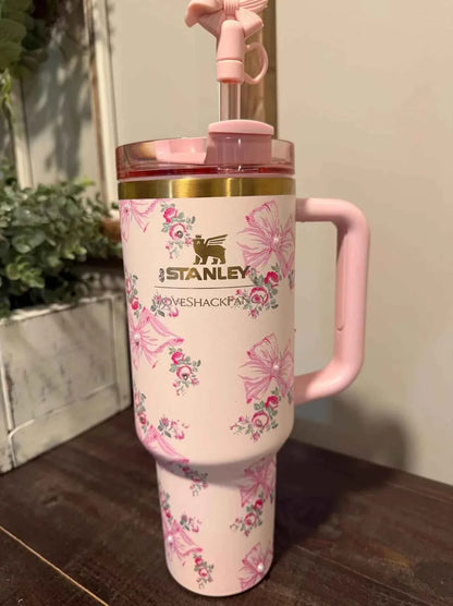 Short Title: Stanley x LoveShackFancy Quencher 40 oz Pink Butterfly Tumbler - Aifan Brands